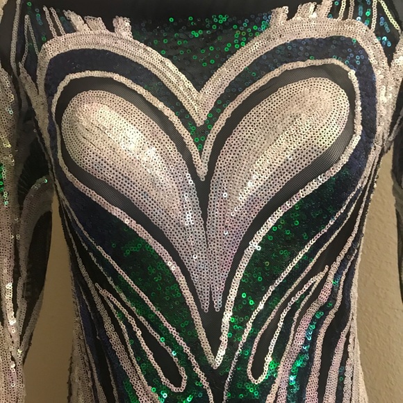 Beaded Bodysuit with heart shaped design. - Picture 3 of 9
